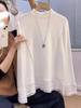 Korean Lace Patchwork Long-Sleeve Women’s T-Shirt, Age-Defying Loose Base Layer, Fall/Winter 2025 Fashion Design