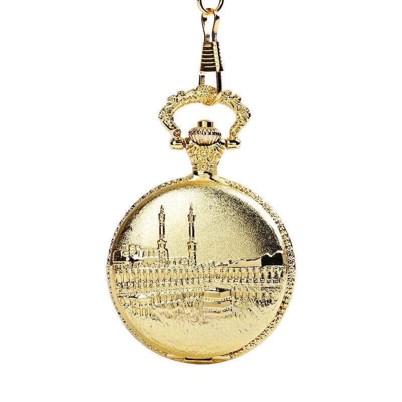 Verschiedene vergoldete Legierungsmetall-Taschenuhren, Schmuck, Einfache digitale Quarzwerk-Rundtaschenuhren beige