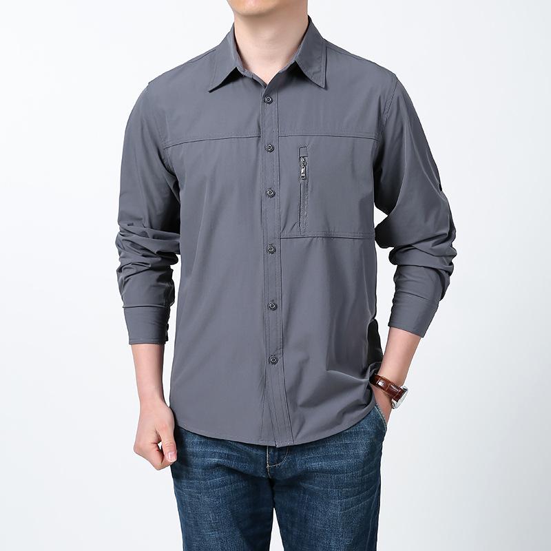 Herren Sommer Schnelltrocknend Kurzarm Übergröße Locker Arbeitskleidung Hemd 102