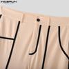 INCERUN Men Zipper Waist Stitching Casual Long Trousers Wide Legs Pants