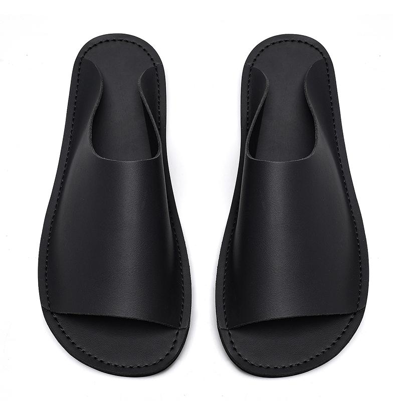 Fashion Leather Cool Slippers Outdoor Walking Shoes Summer Outer Wear Men's Slipper Non-Slip Wear-Resistant Casual Straight Slippers