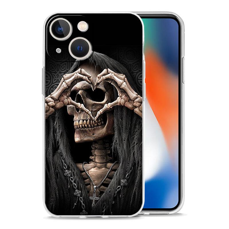Phone Case For iPhone 17 Cases iPhone Air 16 15 12 13 14 Pro Max 7 8 Plus 16Pro iPhone11 Cover Grim Reaper Skull Skeleton