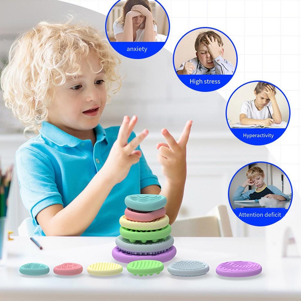 Kinder Sensorische Aktivität Stein Beruhigendes Spielzeug zum Stressabbau und bei Angstzuständen Neuheit Silikonstein Gadget Texturiert