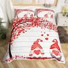 Romantic Valentines Duvet Cover King Kawaii Love Heart Theme Bedding Set Patchwork Geometric Comforter Cover Red Gnome Bed Sets