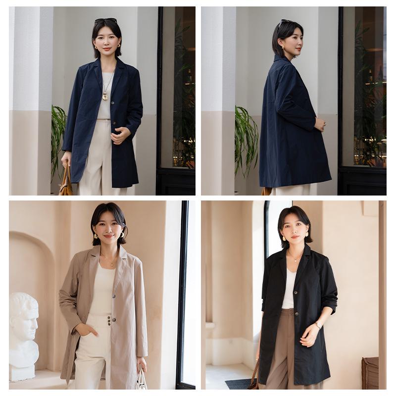 YUN Damen Klassischer Temperamentvoller Midilanger Trenchcoat - 2025 Herbst Schlankmachende Petite-Passform