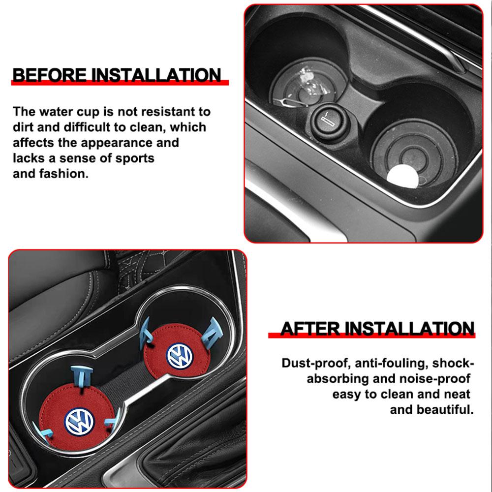 For VOLKSWAGEN VW 2Pcs Anti-Slip Car Silicone Coaster For Volkswagen Vw Tiguan Jetta Mk6 Scirocco Polo Touran Golf Auto Interior