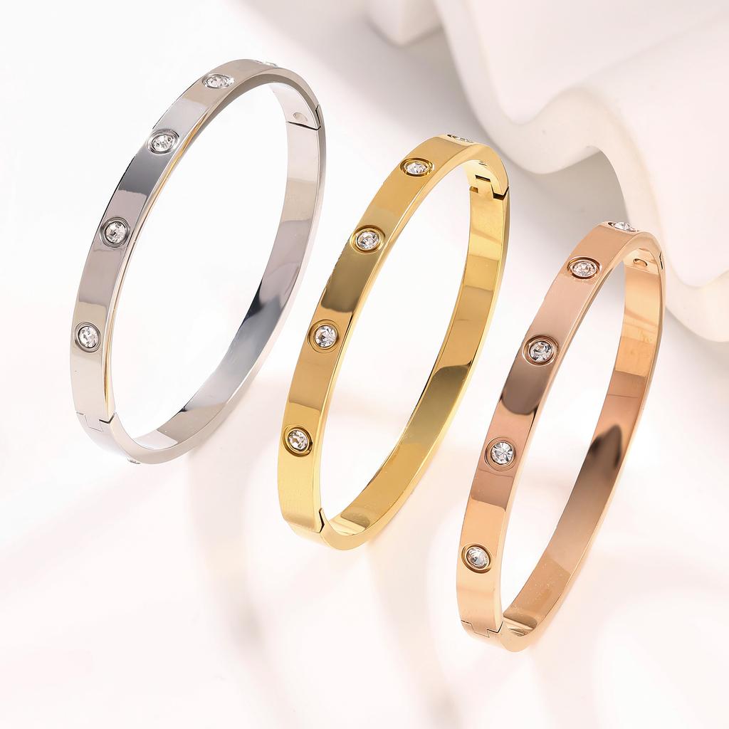 2026 Bracciale Stella Gitana da Bagno Gratuito e Inalterabile Versione Coreana Femminile Incastonato di Diamanti Alla Moda Semplice Flash Diamante Coppia Mano