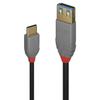 USB 3.1 Type C To A Adapter Cable - LINDY - Anthra Line - Triple Shielding - Gold Plated Contacts