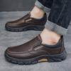 British Casual Leather Shoes Men's Soft-soled Non-slip Casual Dad Shoes Breathable Medium and Foreign Lazy Board