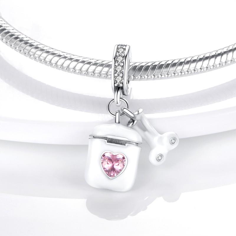 Emaille Kopfhörer Form Anhänger Perlen Anhänger Perlen Anhänger Kupfer Kopfhörer Box Anhänger Kompatibel Mit Authentischen Pandora Armbändern Halsketten DIY J