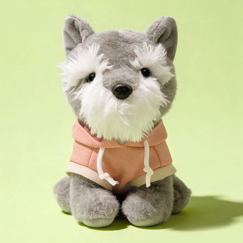 25cm Cute Plush Dog Toy Soft Stuffed Puppy Doll with Hoodie Clothes Perfect Birthday Holiday Gift for Kids Home Room Decoration