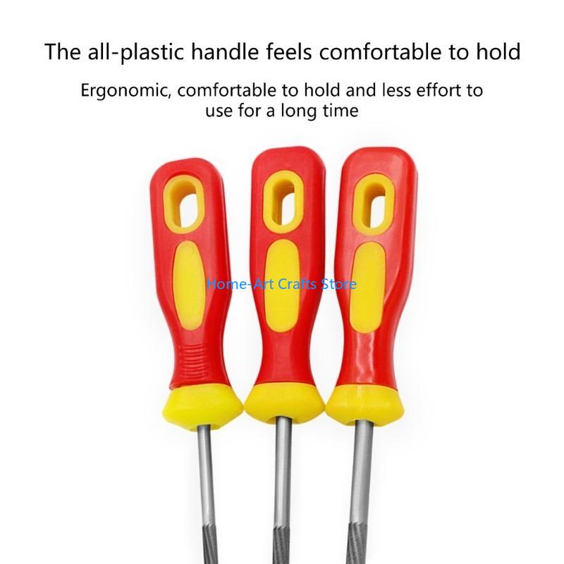 Y3NA 3pcs Carbon Steel Chainsaw Sharpening File with Handle Chain Files Sharpener for Efficient Woodworking