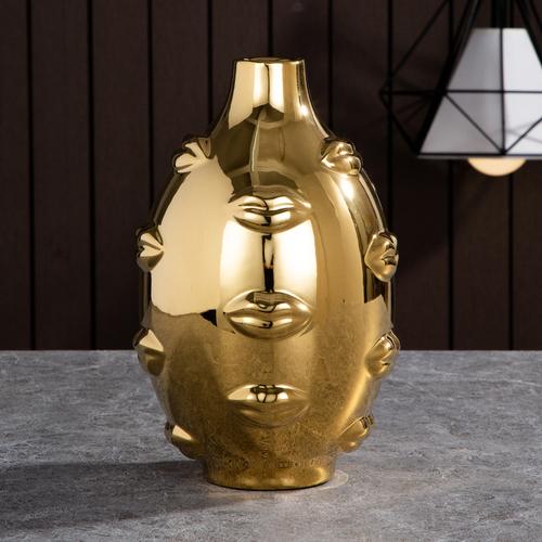 Nordische Keramik-Gesichtsvase Modernes Wohnzimmer Lippenblume Leichter Luxus Ausdruck Halbes Gesicht Dekoration Heimdekorationszubehör