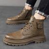 Mode Hohe Qualität Herren Freizeit Leder Arbeits Sicherheitsstiefel Für Arbeitsstiefel Runde Spitze Flach Designerschuhe Bequem Antirutsch Oxfords Knöchelhohe Stiefel