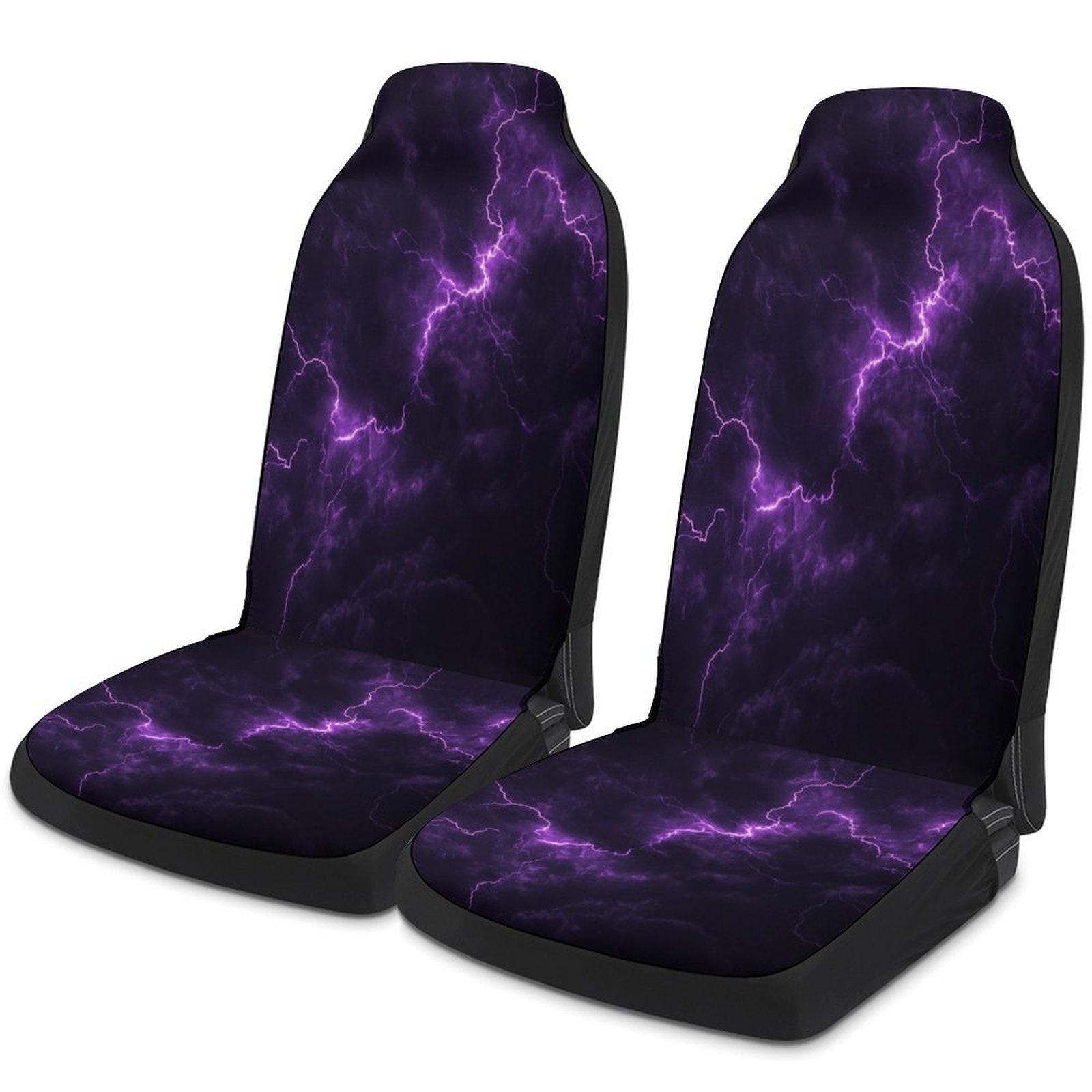 

Purple Lightning Storm Designed Car Seat Covers Set For Most Cars, Fashionable Decorative Car Seat Protector Covers Full Set, Un