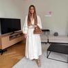Women's European American Lace Trim V-Neck Long Sleeve Dress
