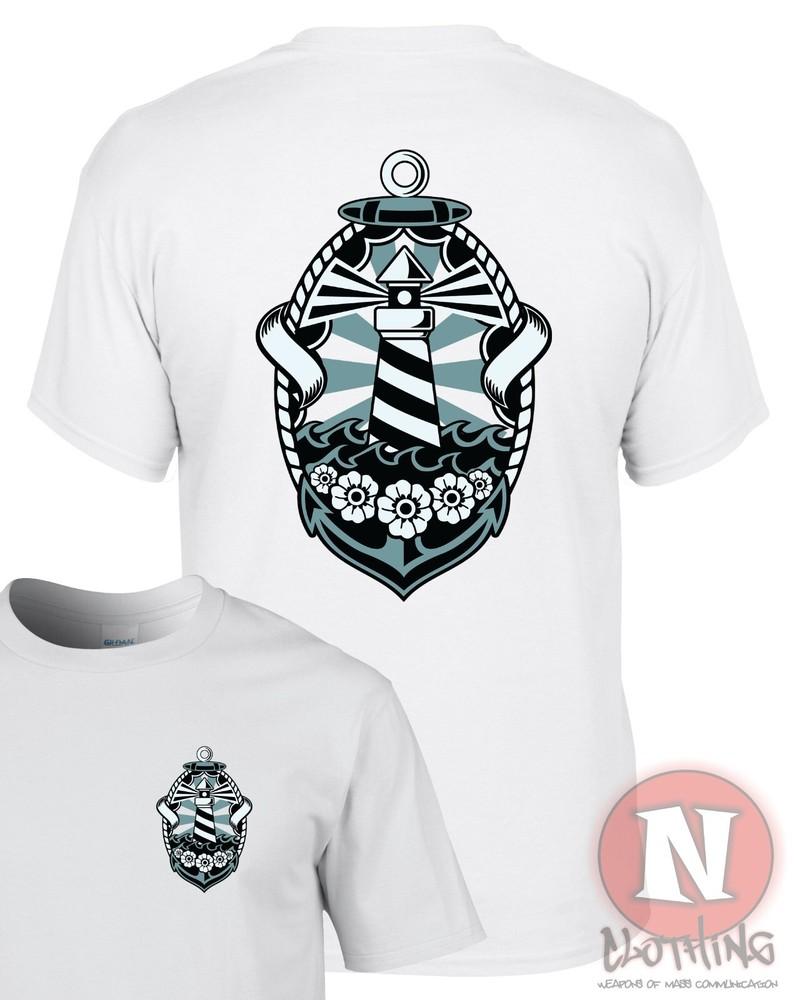 Cool Lighthouse T-shirt Nautical Sailing Boats Ships Style