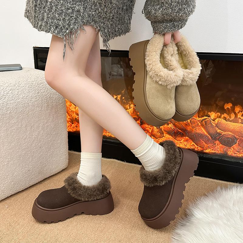 Women's soft elastic winter warm cold padded snow boots thick bottom non-slip wear outdoor leisure sports cotton boots fur shoes