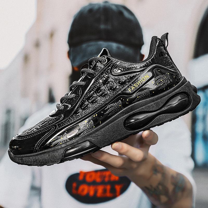 Men Fashion Leather Shoes Alligator Lines Sports Shoes Autumn Cushioning Sneakers Men Trendy Casual Jogging Running Shoes