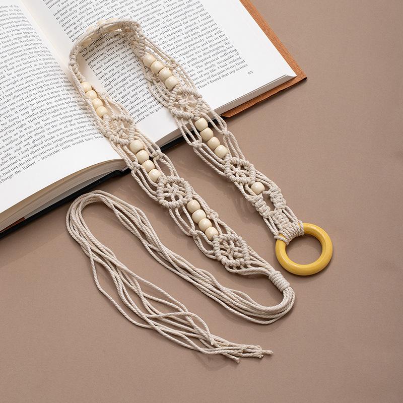 Woman Boutique Retro Kwast Riem voor Dames Handgeweven Taillekoord Verstelbaar met Rok Etnische Stijl Accessoires X492-3