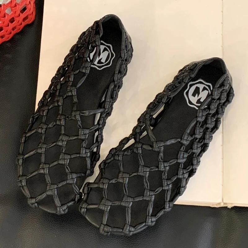 

Comfort Woven Hollow Flat Sandals Women Lightweight Shoe Summer Vacation Casual Beach Shoes Loafers Zapatos Mujer 39 чорний