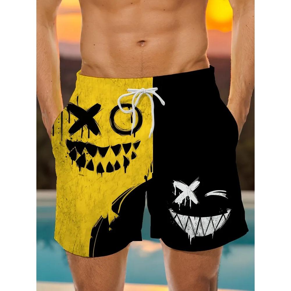Summer Men Holiday Cool Breathability Daily Shorts Fashionable Comfortable Loose Creativity Personality Versatile 3D Shorts