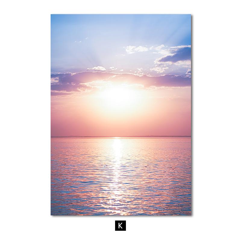 

Скандинавский природный пейзаж, настенный художественный постер, пляжный восход, закат, печать на холсте, современная картина для гостиной, домашний декор A4 21x30cm No Frame