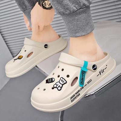 Summer Shoes Men Women Sandal Clogs Mules Non-slip Thick-soled Beach Soft-soled Baotou Slippers Cartoon Trend Baotou Female