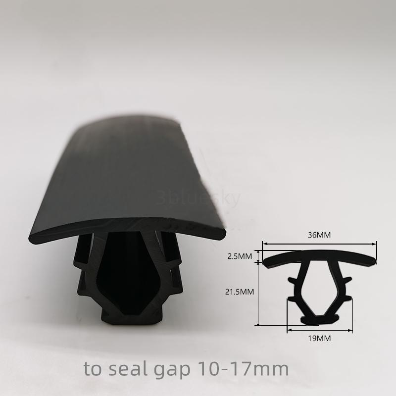 Striscia a T in Gomma per Staffa Fotovoltaica Metallo Coperchio Canalina Cavi Sigillatura Pannello Solare Monocristallino 36x24mm Nero