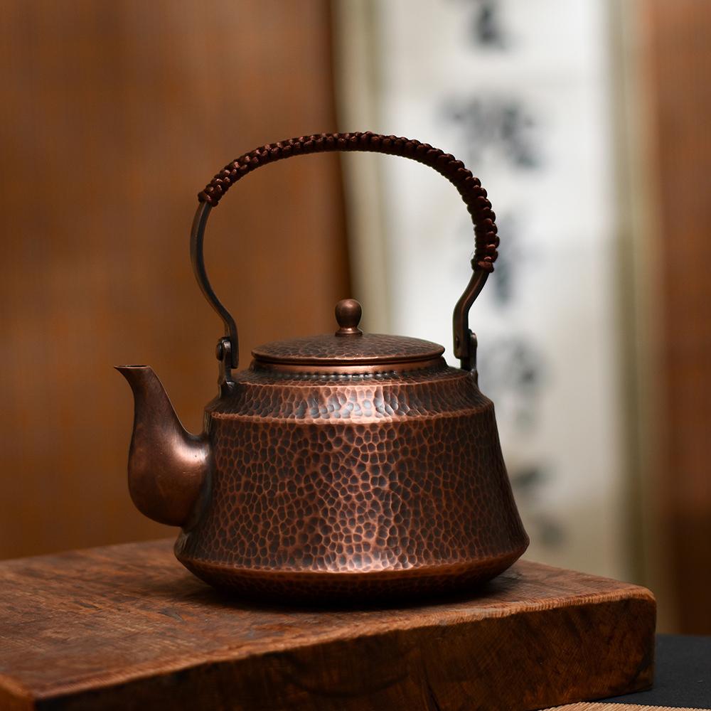 Chinese Retro Copper Teapot, Handmade Pure Copper Kettle for Boiling Water, Tea Art Teapot, Large Capacity Copper Pot, 1L