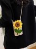 Sunflower Phone Bag Handmade Knitted Cotton Crossbody With Flower Design For Casual Wear