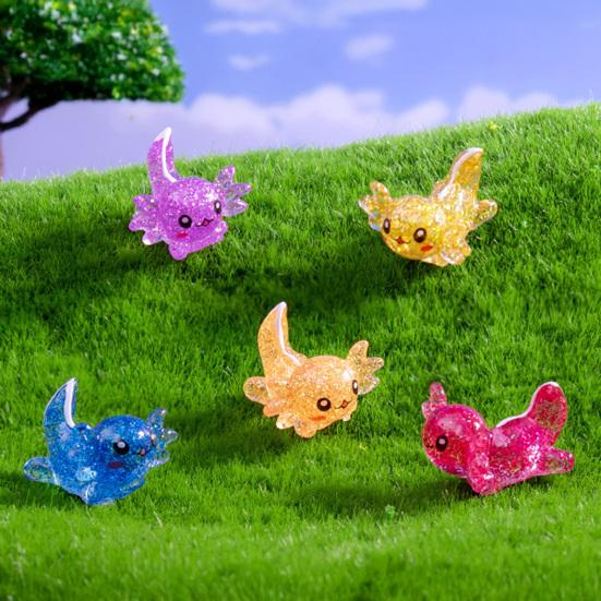 6 Pièces Mini Figurine Axolotl en Résine Modèles Miniatures d'Axolotl Ornement Minuscule Axolotl Scintillant pour Artisanat DIY Jardin Féerique Paysage Maison de Poupée Plante en Pot