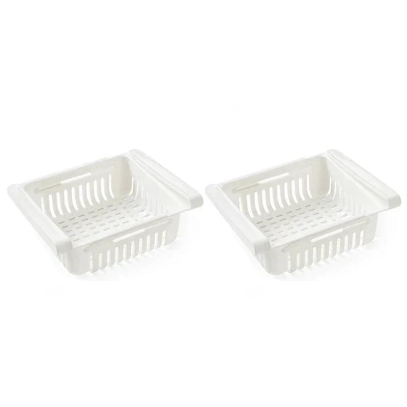 4pcs Retractable Fridge Food Organizer Kitchen Organizer Refrigerator Storage Rack Fridge Freezer Shelf Storage Drawer Container