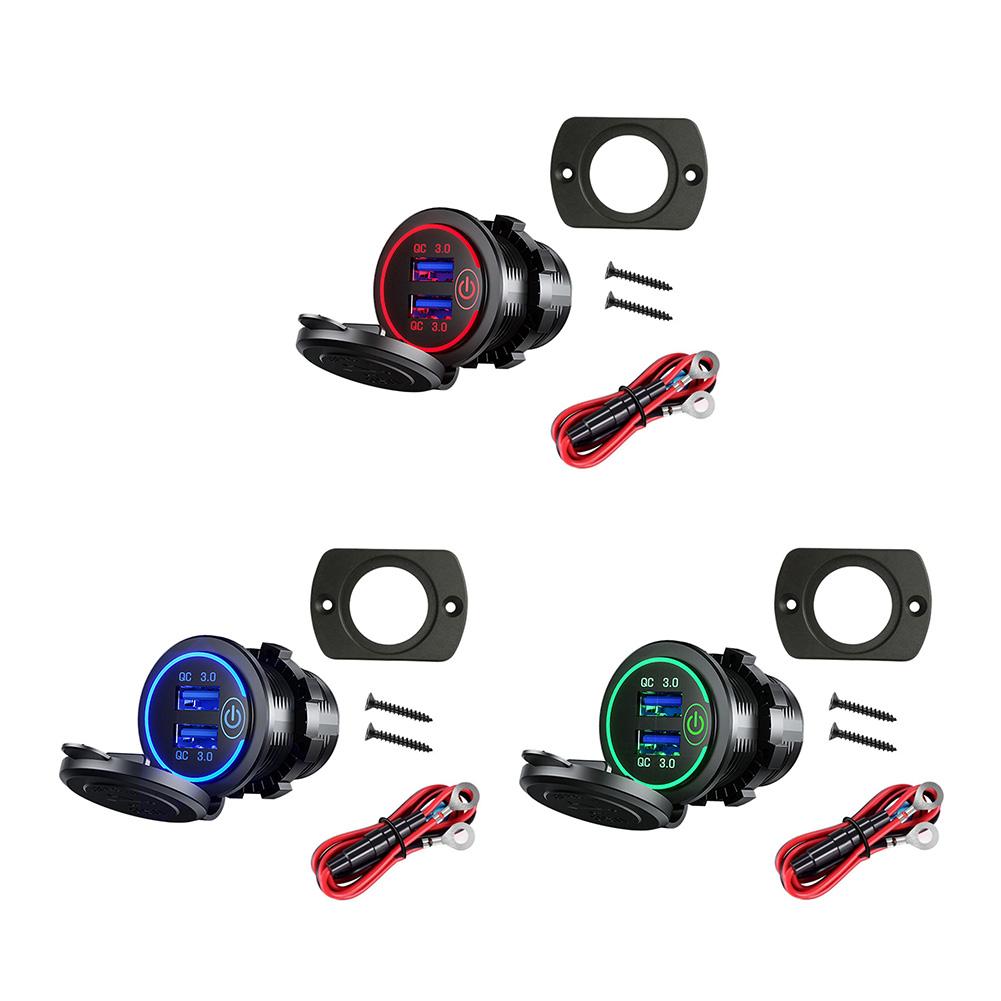 Quick Charge Socket Adapter Dual USB 12V-24V Car Cigarette Lighter Dual USB Charger Waterproof Power Plug Outlet Car Accessories