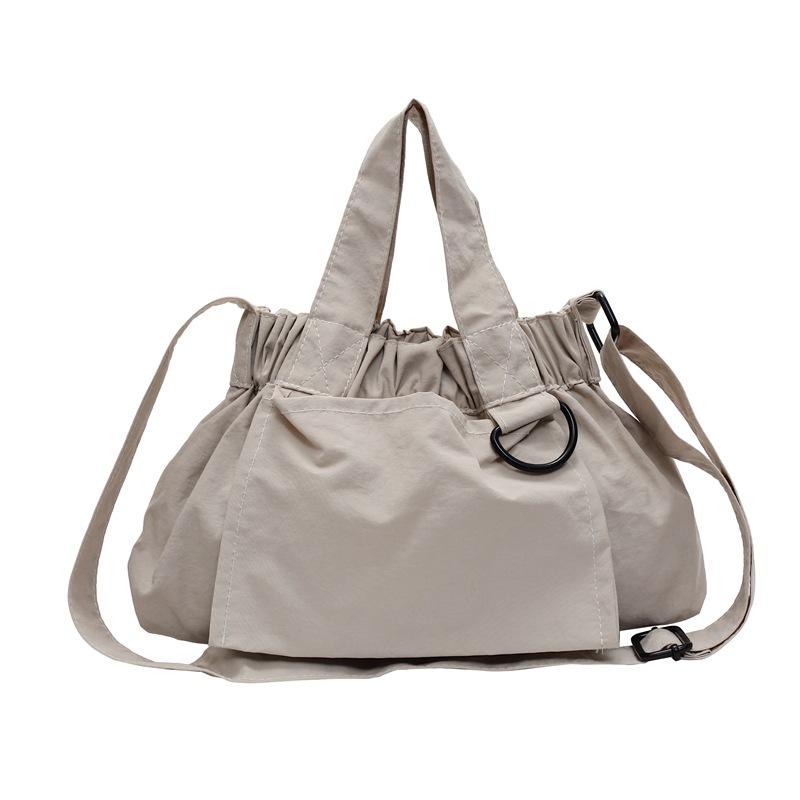 Canvas Portable One Shoulder Crossbody Dumpling Bag New Solid Color Foldable Shopping Bag Crossbody One Shoulder Bag
