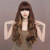 Fashionable Women's Wig: Large Waves, Brown with Blonde Highlights, High-Temperature Silk Wig