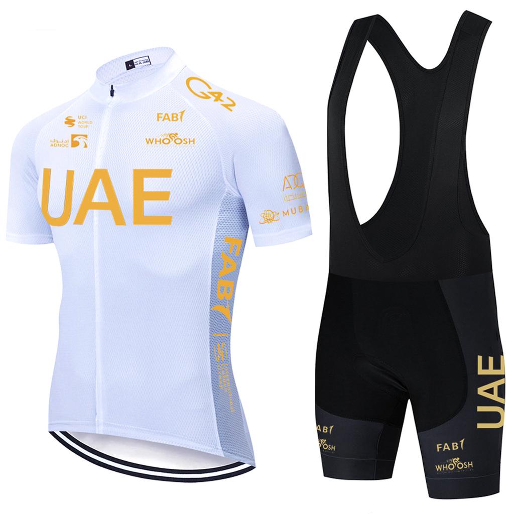 2026 Nuova MAGLIA BIANCA da Ciclismo UAE Team Maglia da Bici Pantaloncini 10 Colori Uomo Donna Asciugatura Rapida Ropa Ciclismo Pro Maglietta da Bici Abbigliamento