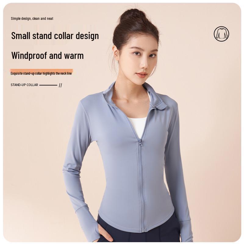 

Juyi Hall Seamless Stand-Up Collar Elastic Yoga Jacket for Summer XL