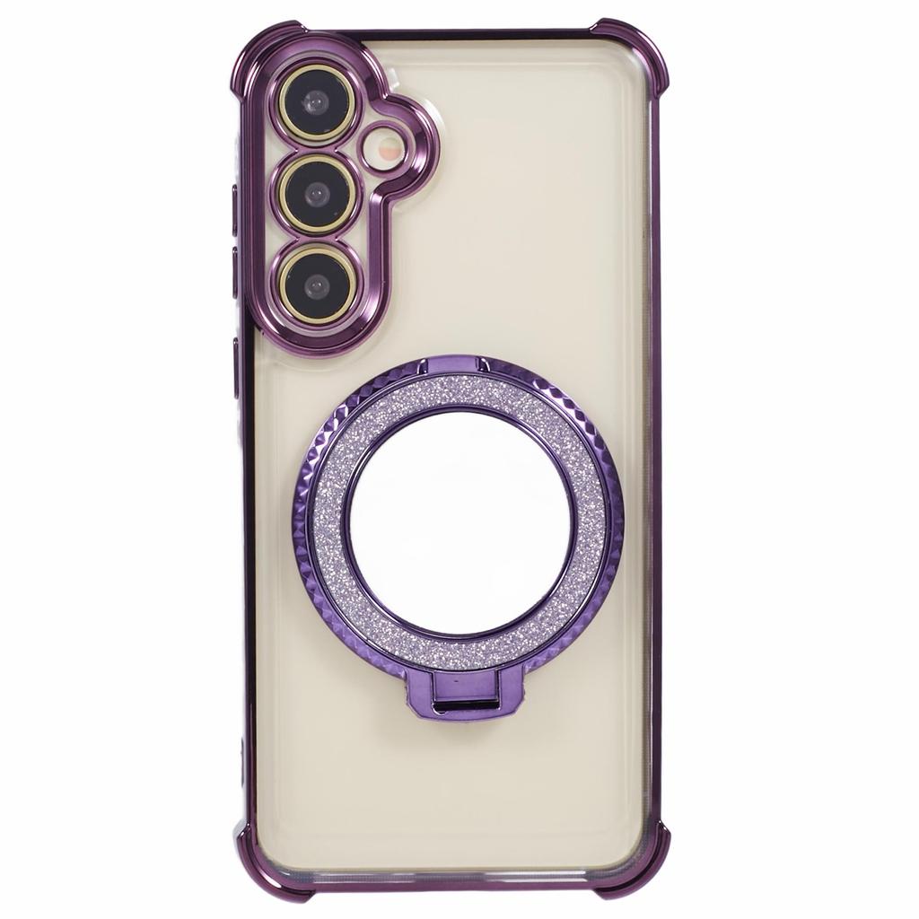 For Samsung Galaxy A35 5G Side Hjerte Mønster Etui Støtteben TPU Telefondeksel med Speil