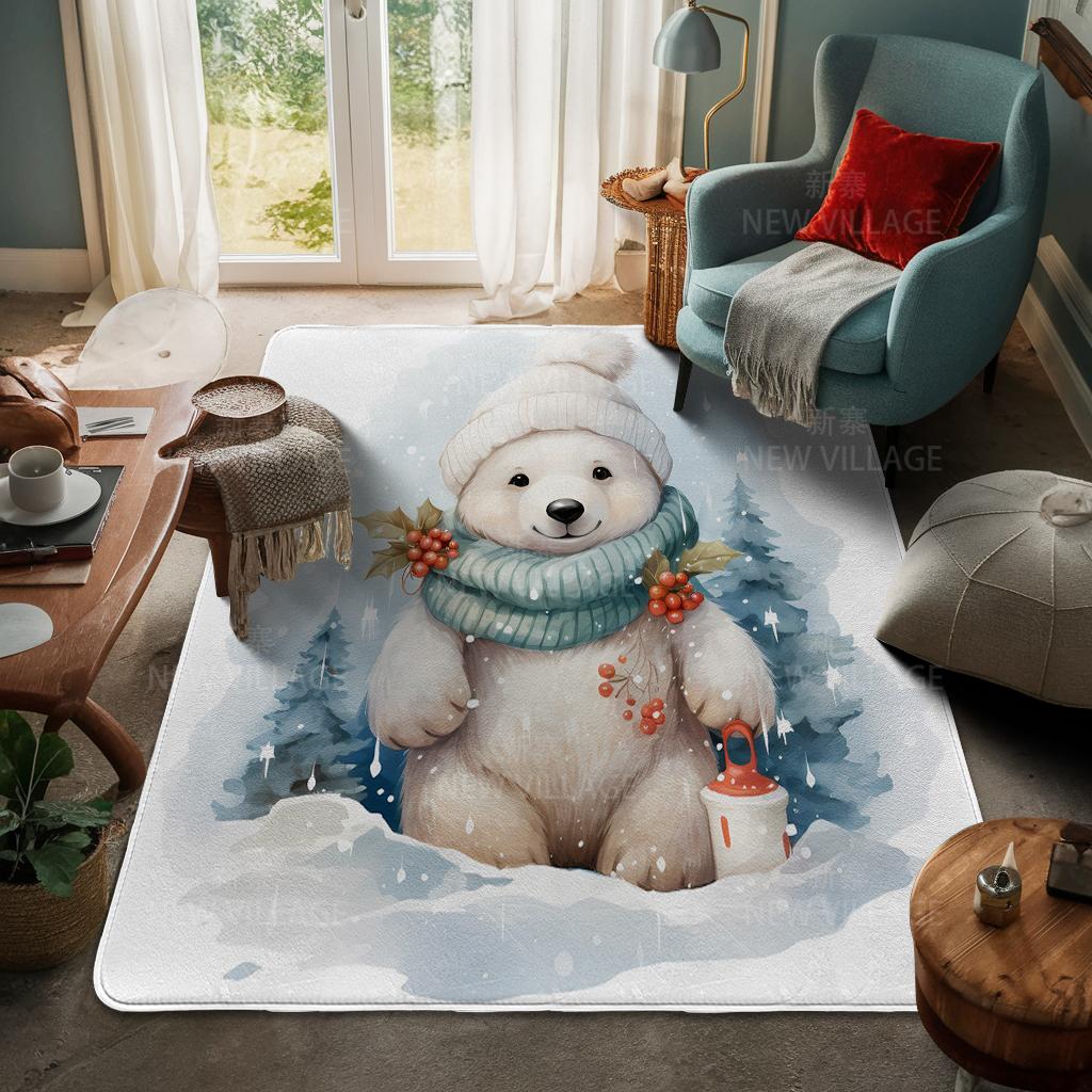 House Entrance Carpet Home Door Mat Living Room Bath Foot Bathroom Non-slip Water Absorption Rugs Bath Merry Christmas Winter