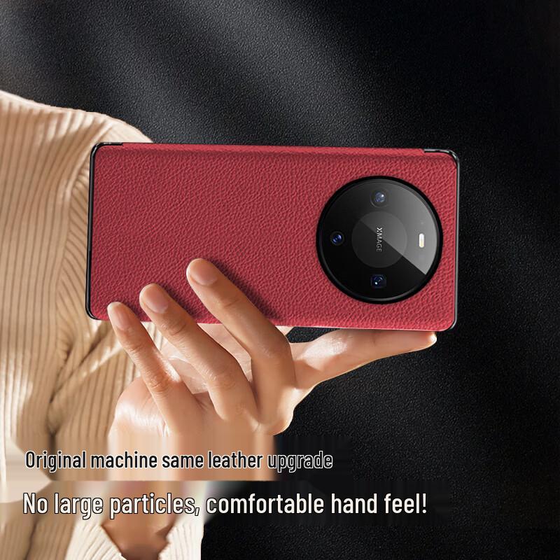 Funda con tapa de cuero genuino Eddga para Huawei Pura 80 Pro