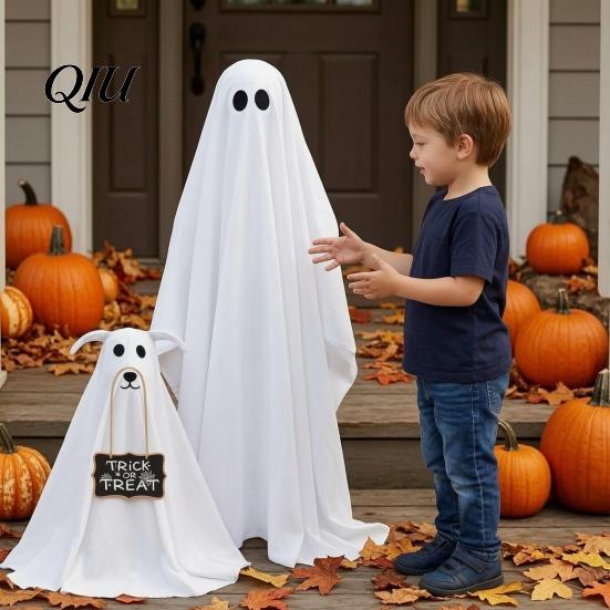 Mysterious Lawn Decorations for Party Halloween Ghost Dog Decoration, Spooky Ornament with LED Lights And Easy Assembly Ornaments Remote Control,