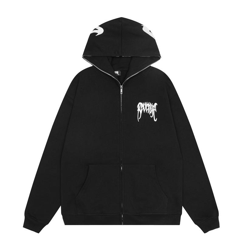 

Унисекс REVENGE однотонная куртка с капюшоном – кардиган в стиле хип-хоп для пар S чёрный