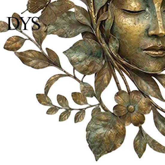 Dekorative Metallblätter und Ranken Waldgöttin Wandkunst, Eisenskulptur für Wohnzimmer Schlafzimmer, Hängendes Ornament im Bohemian Dekorstil, Natur