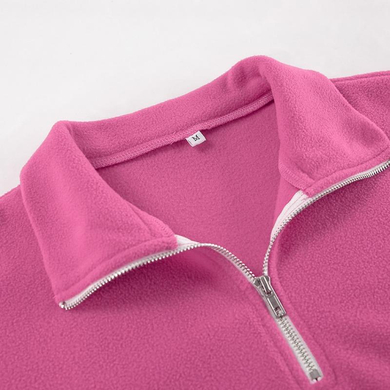 Damen S Rosa Kragen Fleece Cardigan Sweatshirt Locker Langarm