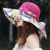 Korean Style Women's Breathable Beach Wide-Brim Straw Hat, Spring and Summer Flower Sun Hat, Fashionable Sunscreen Handmade Hat