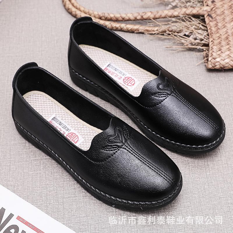 

Обувь для весны и осени для женщин среднего и пожилого возраста, одинарная обувь, круглый носок, тканевая обувь, плоский каблук, мягкая подошва, низкий верх, мягкая подошва, повседневная женская обувь 41