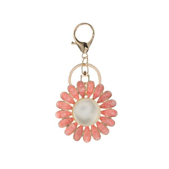 

Keychain Pendant 3D Chrysanthemum Enamel Opal Inlaid Petals Faux Key Chain