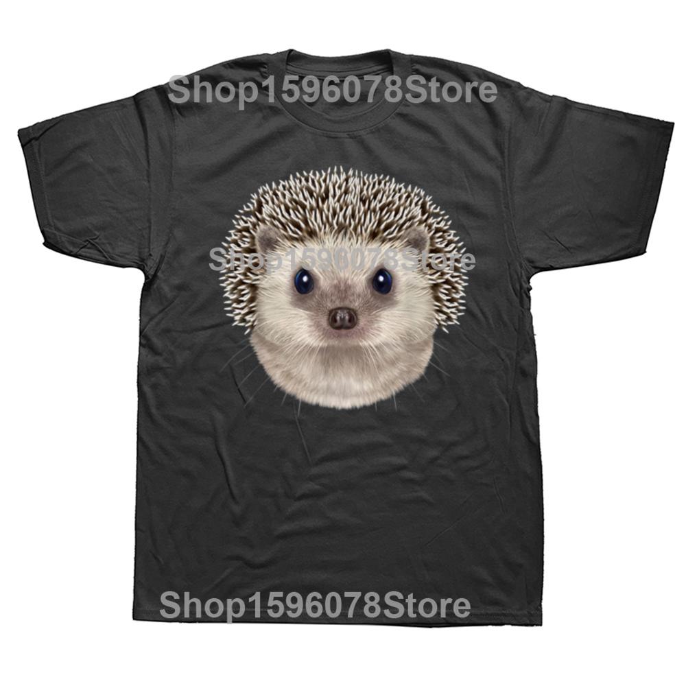 Funny Hedgehog Face Graphic T Shirts Men Women Pure Cotton Humor Streetwear Tee Shirt Short Sleeve Unisex Lover Animal Clothing