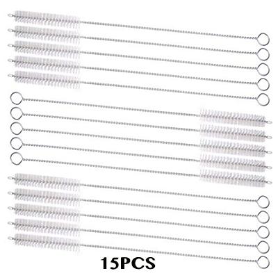 

Drinking Straw Cleaning Brushes Set Pipe Tube Cleaner Nylon Bristles Stainless Steel Handle - 175 x 5mm - Set of 15
